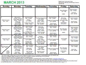 March Programming Calendar